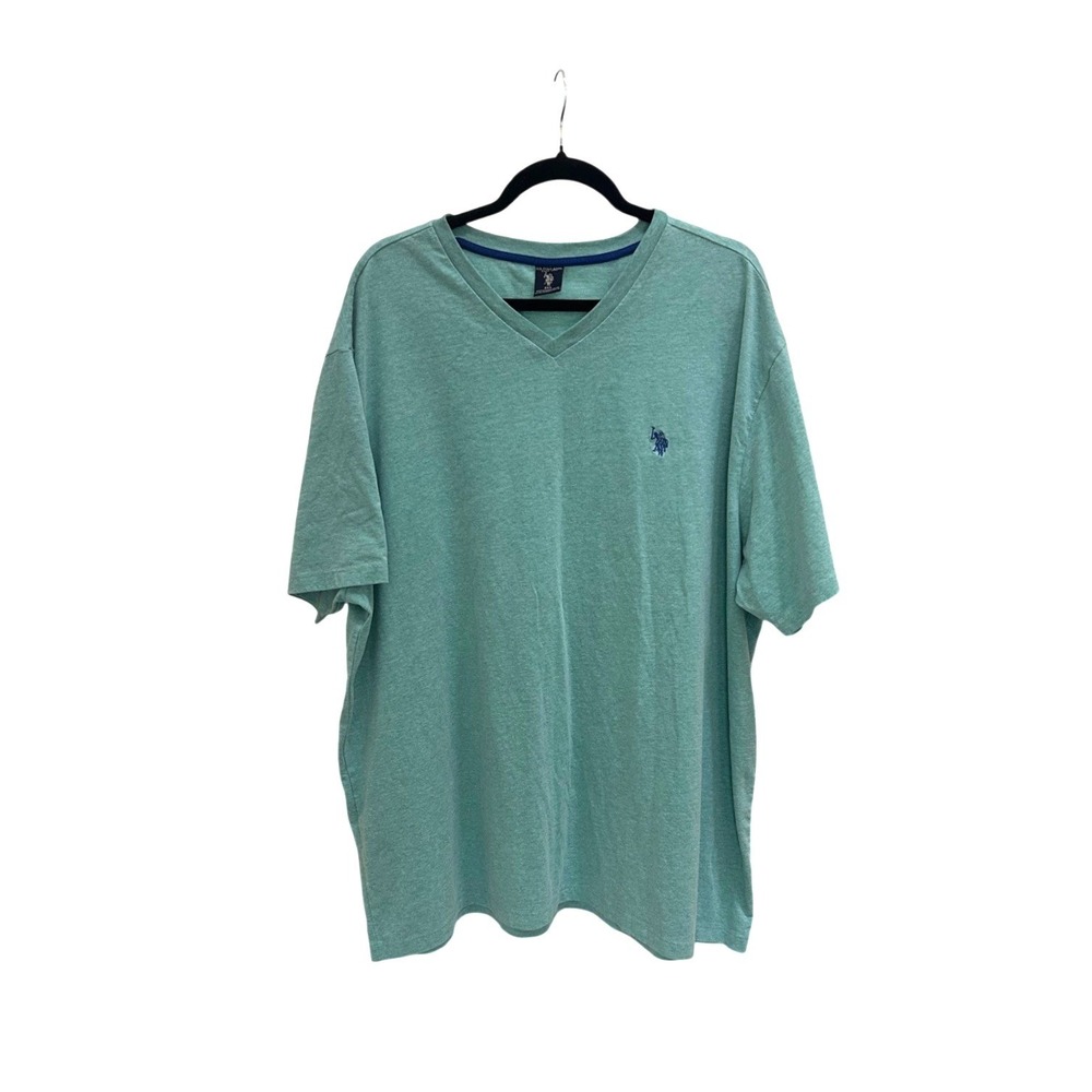 US Polo Assn Mens 3XL Heather Green V-Neck Short Sleeve T-Shirt Embroidered Logo